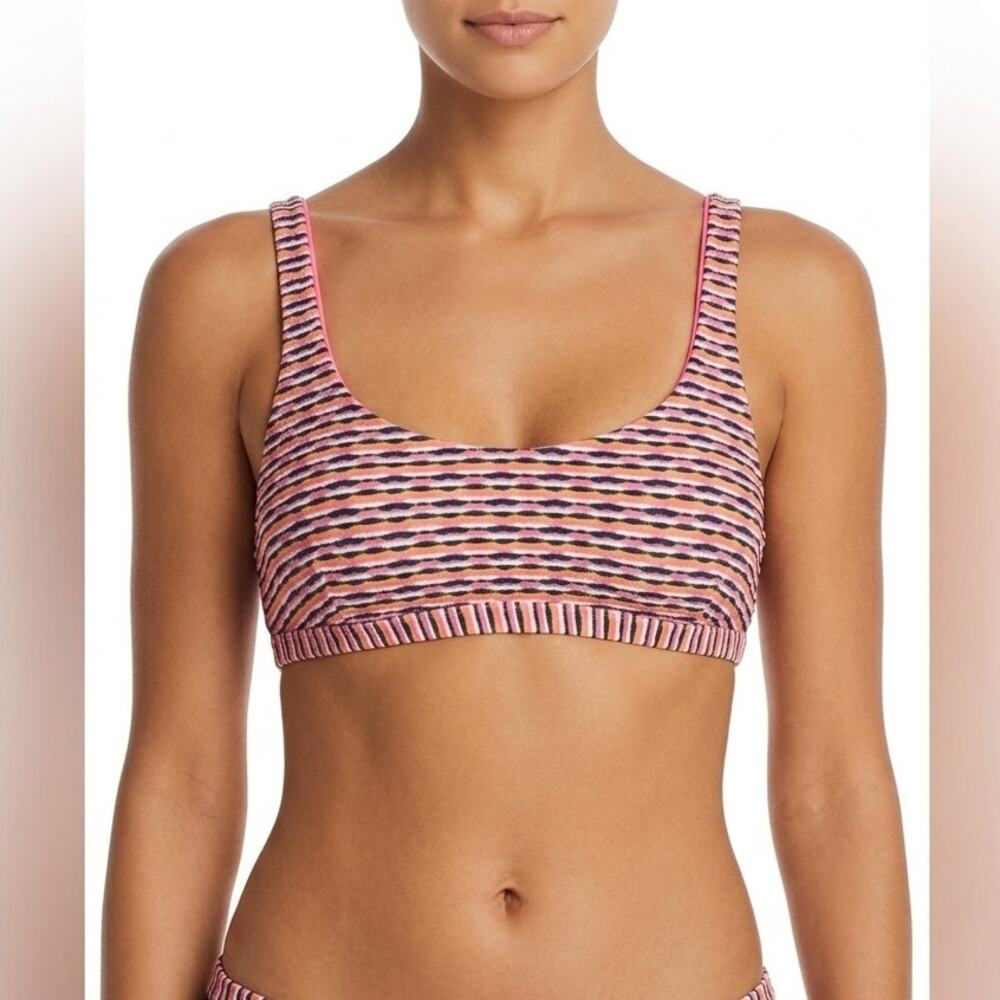 Athleta Women's Swimwear Swimsuit Pink Marbella Scoop Neck Bikini Top Sz L Large